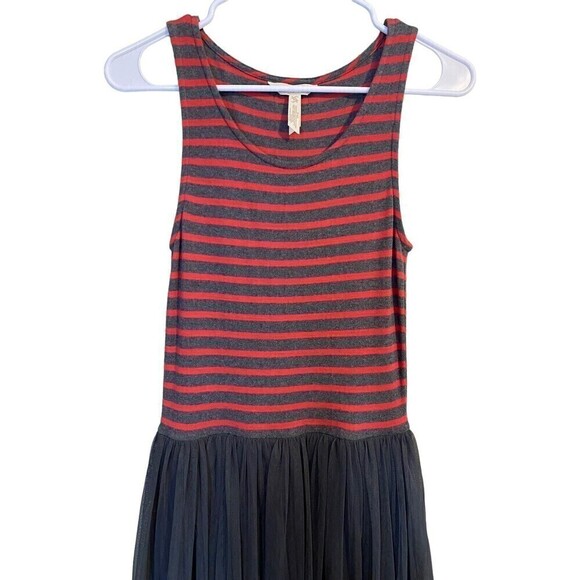 MATILDA Jane TWAS THE NIGHT Dress Tank Tulle Striped Red Gray Women's XS - Picture 2 of 10